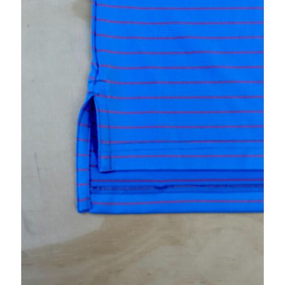 Peter Millar Men's Blue W/ Red Stripes Collared‎ Short Sleeve Polo Shirt, Size M - Picture 2 of 8